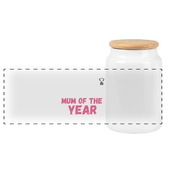 MUM OF THE YEAR - Panoramic Cookie Jar with Wooden Lid - white - Front