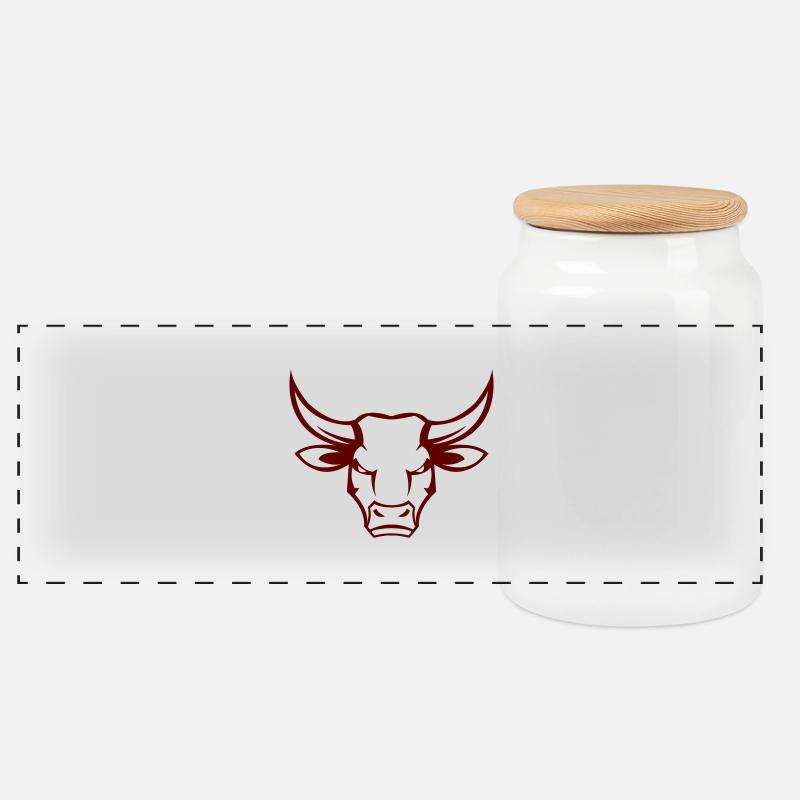 stier bull - Panorama Keksdose mit Holzdeckel - Weiß