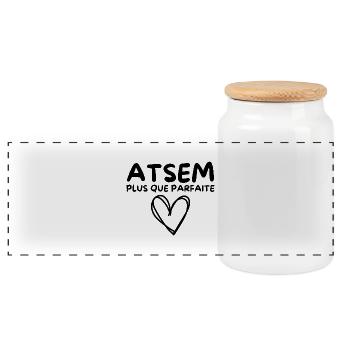 ATSEM plus que parfaite, c’est moi - Boîte à biscuits avec couvercle en bois - blanc - Devant