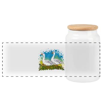 Gänse - Panorama Keksdose mit Holzdeckel - Weiß - Vorne