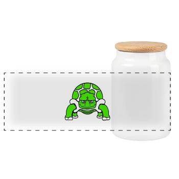 tortue sourit drôle heureux bande dessinée dessin animé - Boîte à biscuits avec couvercle en bois - blanc - Devant