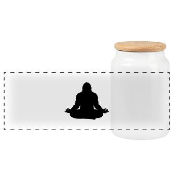 Bigfoot Meditation Silhouette - Panorama Keksdose mit Holzdeckel - Weiß - Vorne