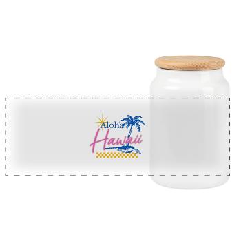 Aloha - Hawaï - États-Unis - États-Unis d’Amérique - Boîte à biscuits avec couvercle en bois - blanc - Devant