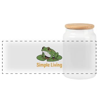 TOADS, SIMPLE LIVING - Panoramic Cookie Jar with Wooden Lid - white - Front