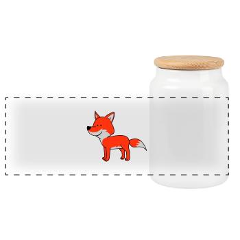 Fox 02 - Panoramic Cookie Jar with Wooden Lid - white - Front