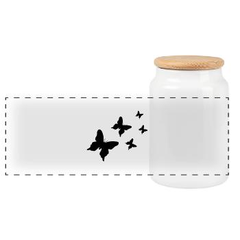 Papillons - Boîte à biscuits avec couvercle en bois - blanc - Devant