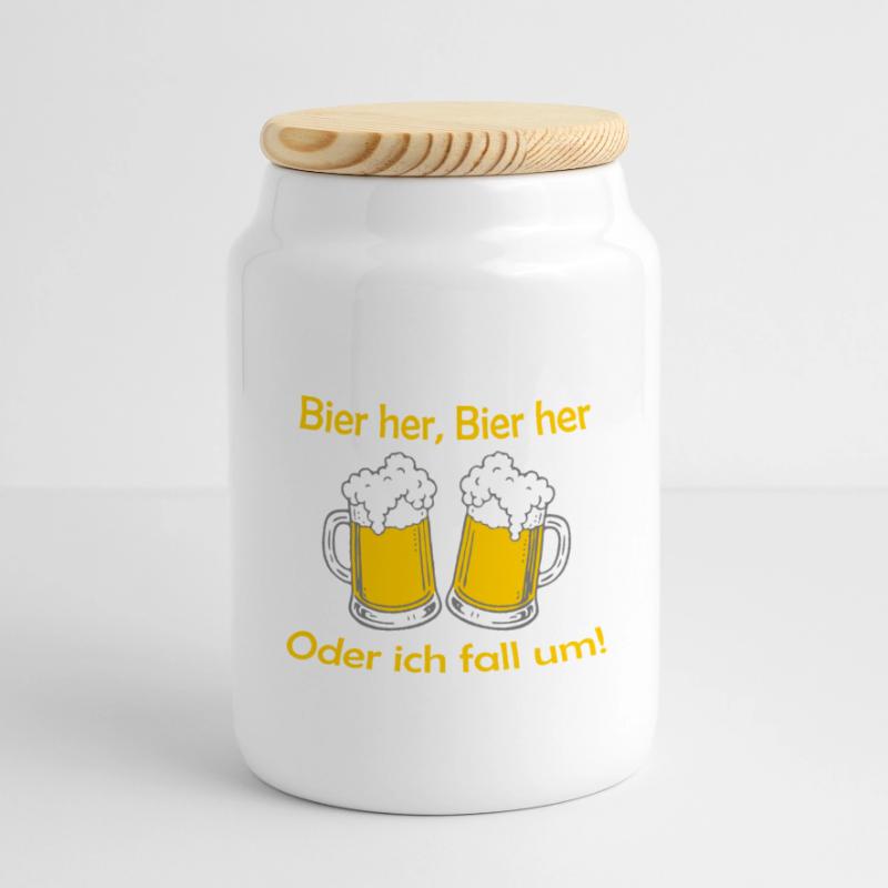Bees here, Bees here - oder ich fall um! Panoramic Cookie Jar with Wooden Lid