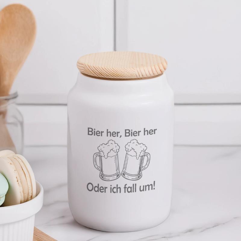 Bees here, Bees here - oder ich fall um! Panoramic Cookie Jar with Wooden Lid