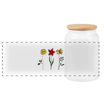 Blumen - Panorama Keksdose mit Holzdeckel - Weiß - Vorne