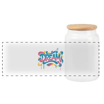 Un design de graffiti DREAM plein de couleurs et de motivation - Boîte à biscuits avec couvercle en bois - blanc - Devant