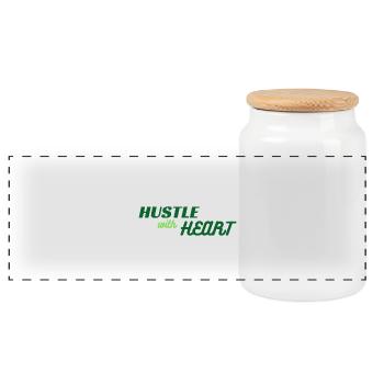 Hustle with Heart (green) - Panorama Keksdose mit Holzdeckel - Weiß - Vorne