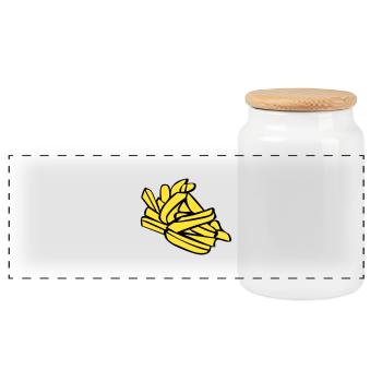 Fries or chips - Panoramic Cookie Jar with Wooden Lid - white - Front
