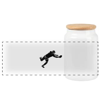American Football Silhouette – Catch in Action - Panorama Keksdose mit Holzdeckel - Weiß - Vorne