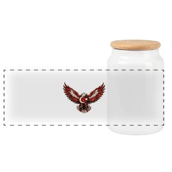 Étoile croissante de lune à aigle ailé - Boîte à biscuits avec couvercle en bois - blanc - Devant