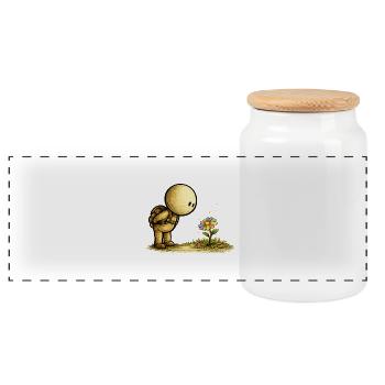 The Little Thought | Discover the beauty - Panoramic Cookie Jar with Wooden Lid - white - Front
