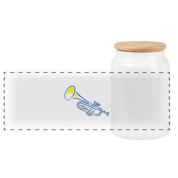 Illustration de trompette - Boîte à biscuits avec couvercle en bois - blanc - Devant