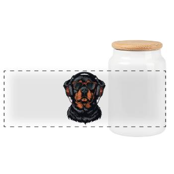 Rottweiler Lunettes de soleil Casque Chiens Chien - Boîte à biscuits avec couvercle en bois - blanc - Devant