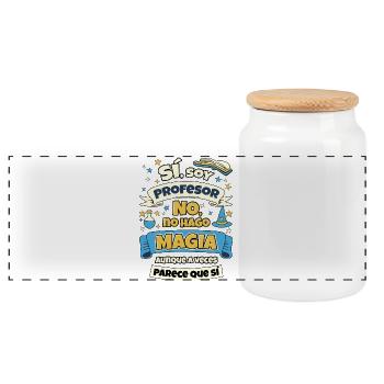 I'm a Teacher, I Don't Do Magic - Panoramic Cookie Jar with Wooden Lid - white - Front