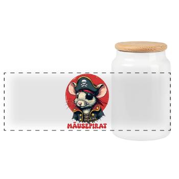 Souris Pirate - Boîte à biscuits avec couvercle en bois - blanc - Devant