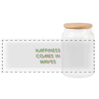 Typo 'Le bonheur vient par vagues' Karma Balance Candy - Boîte à biscuits avec couvercle en bois - blanc - Devant