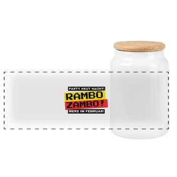RAMBO ZAMBO! Party heute Nacht? (Bundestagswahl) - Panorama Keksdose mit Holzdeckel - Weiß - Vorne