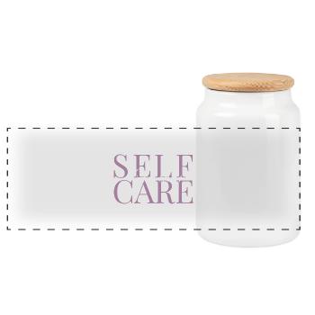 Self-care girlfriend pink and white - Panoramic Cookie Jar with Wooden Lid - white - Front