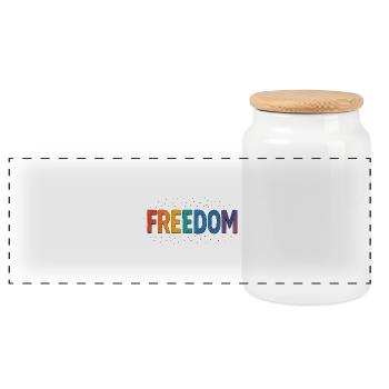 FREEDOM - Panoramic Cookie Jar with Wooden Lid - white - Front