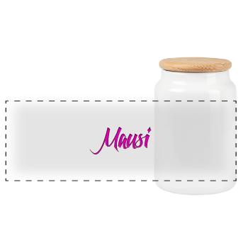 Mausi_Spruch - Panoramic Cookie Jar with Wooden Lid - white - Front