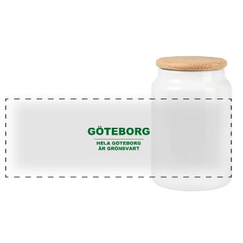 Gothenburg - The whole of Gothenburg is green-black - Panoramic Cookie Jar with Wooden Lid - white - Front