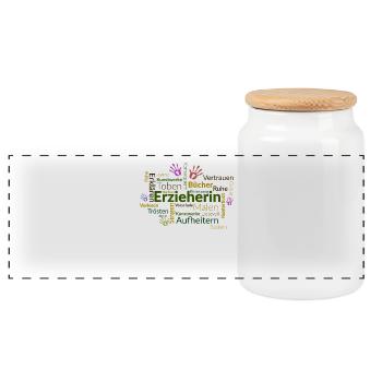 Erzieherin T-Shirt Komplimente - Panorama Keksdose mit Holzdeckel - Weiß - Vorne