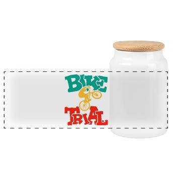Balance und Kontrolle Bike Trial - Panorama Keksdose mit Holzdeckel - Weiß - Vorne