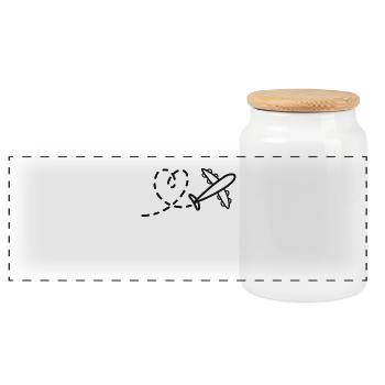 Amour et envie de voyager : cœur et avion - Boîte à biscuits avec couvercle en bois - blanc - Devant