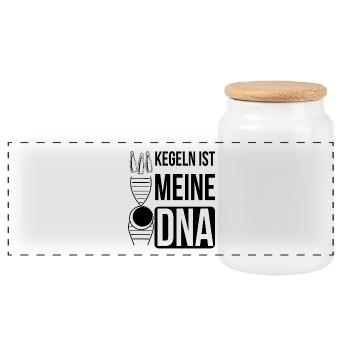 Kegeln ist meine DNA Kegel Kleidung - Panorama Keksdose mit Holzdeckel - Weiß - Vorne