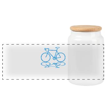 Rennrad Neon Blau mit Spiegelung - Panorama Keksdose mit Holzdeckel - Weiß - Vorne
