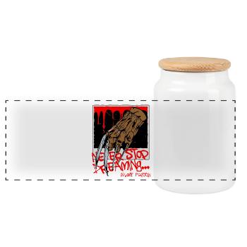 N’arrêtez jamais de rêver - mauvais rêve - Boîte à biscuits avec couvercle en bois - blanc - Devant