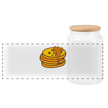 Crêpes kawaii au sirop - Boîte à biscuits avec couvercle en bois - blanc - Devant