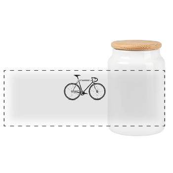 einfaches Rennrad - Panorama Keksdose mit Holzdeckel - Weiß - Vorne