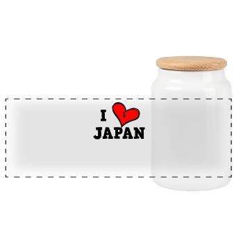 I love Japan - Panoramic Cookie Jar with Wooden Lid - white - Front