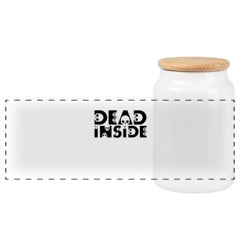 Skulls. Dead inside - Panoramic Cookie Jar with Wooden Lid - white - Front