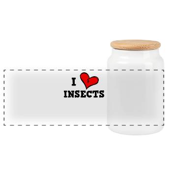 I love insects - Panoramic Cookie Jar with Wooden Lid - white - Front