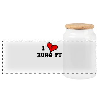 J’adore le Kung Fu - Boîte à biscuits avec couvercle en bois - blanc - Devant