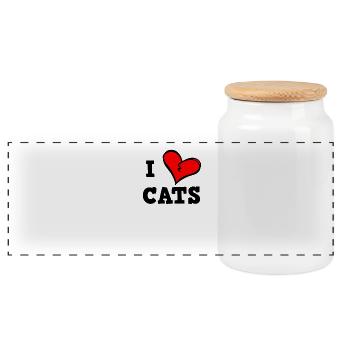 J’adore les chats - Boîte à biscuits avec couvercle en bois - blanc - Devant