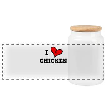 I like chicken - Panoramic Cookie Jar with Wooden Lid - white - Front