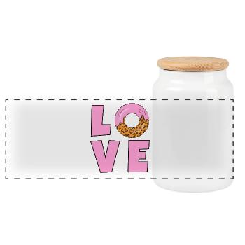 LOVE DONUTS - Panoramic Cookie Jar with Wooden Lid - white - Front