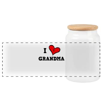 I love grandma - Panoramic Cookie Jar with Wooden Lid - white - Front