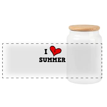 I love summer - Panoramic Cookie Jar with Wooden Lid - white - Front