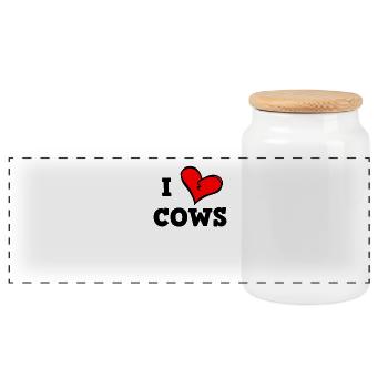 I love cows - Panoramic Cookie Jar with Wooden Lid - white - Front