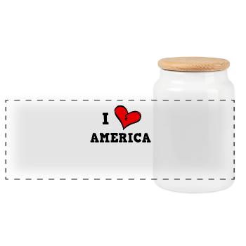 Ich liebe Amerika - Panorama Keksdose mit Holzdeckel - Weiß - Vorne
