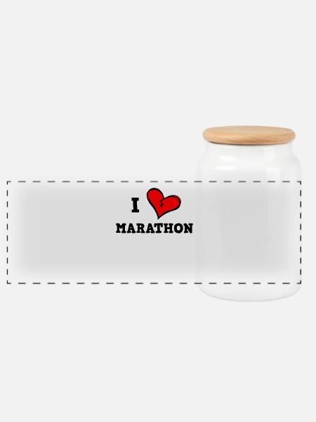 Ich liebe Marathon - Panorama Keksdose mit Holzdeckel - Weiß