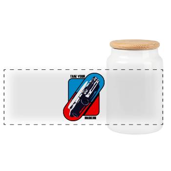 Take Your Medicine - Muscle Cars - Panoramic Cookie Jar with Wooden Lid - white - Front